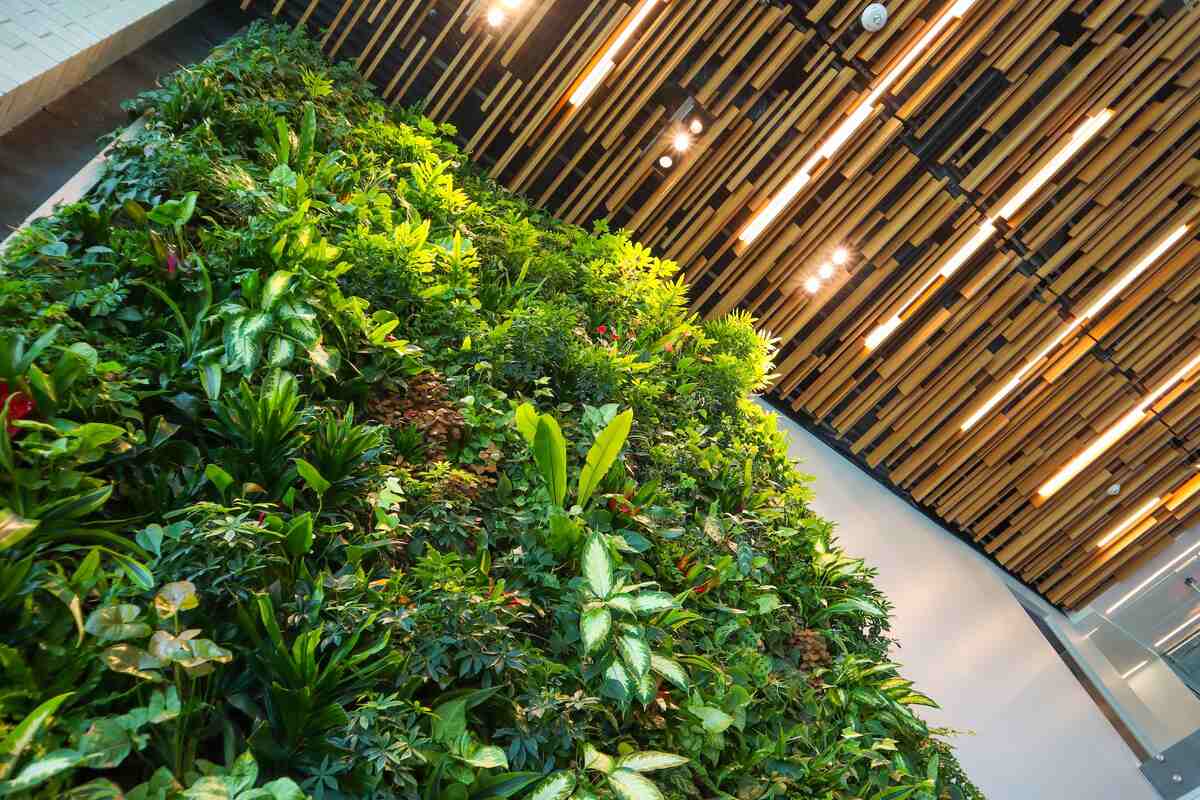 A beautiful vertical garden inside a house.