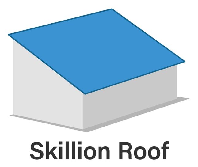 Skillion roof illustration shows slope of the roof