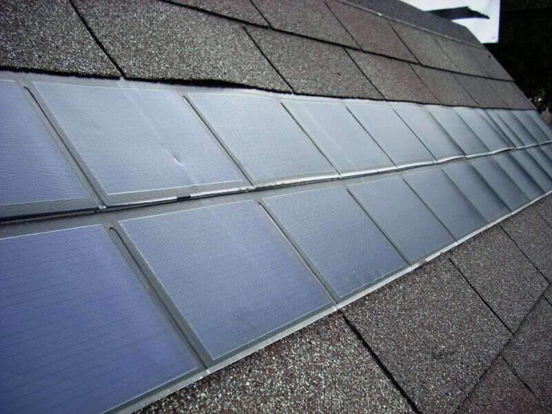 Solar shingles on a roof