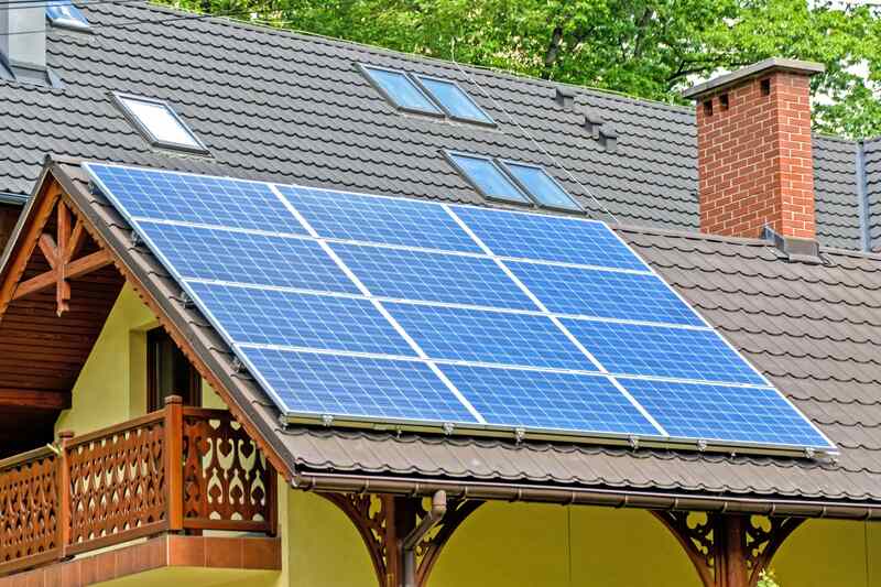Solar panels on roof
