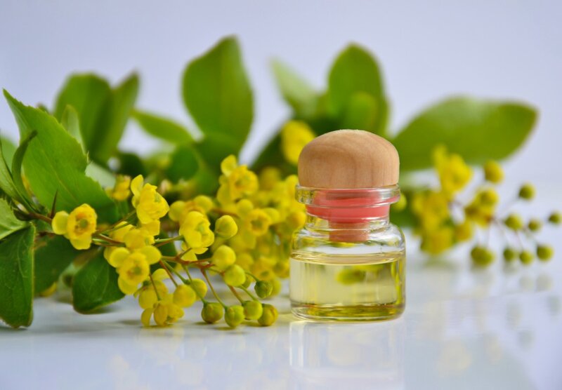 Essential Oils Bootle with Flowers