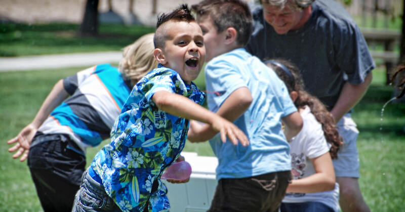 playing with water balloons