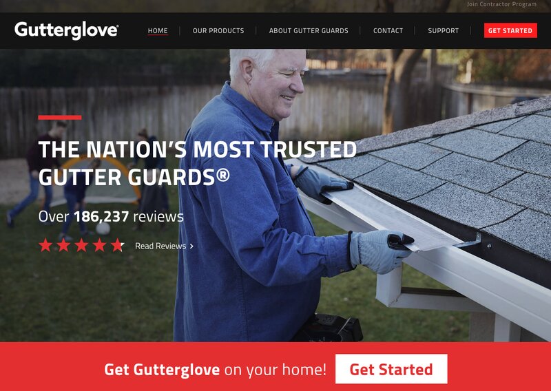 Gutter glove homepage screenshot