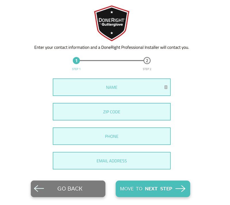 Contact information form gutterglove