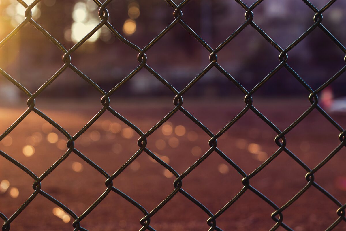 Chain link fence of a lawn