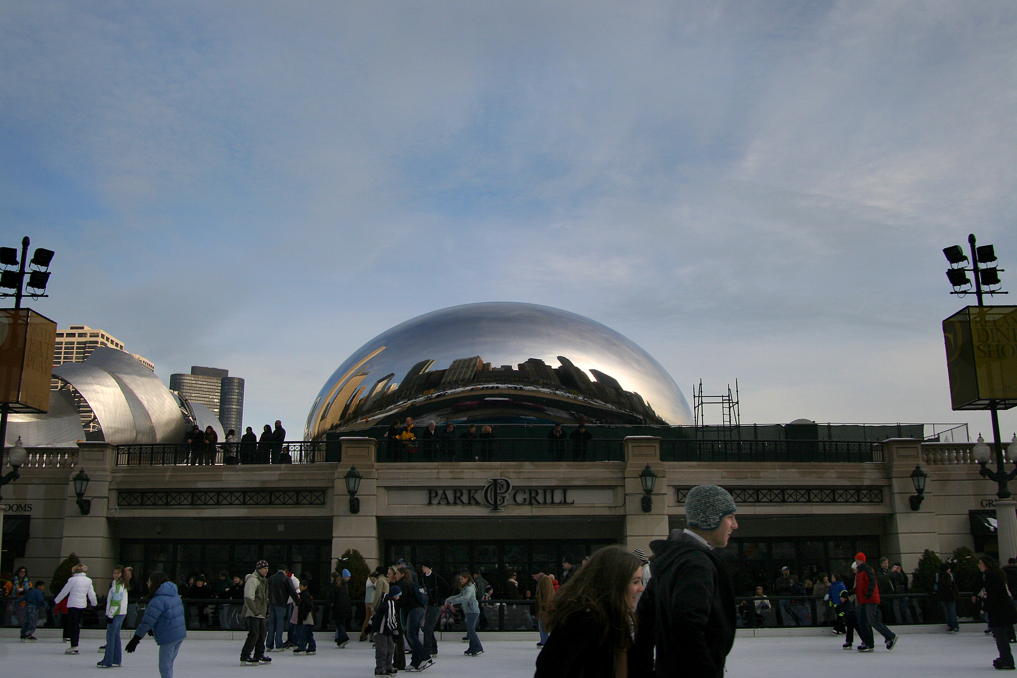 Skate around under the iconic Cloud Gate sculpture (aka “The Bean”) at the McCormick Tribune Ice Rink at Millennium Park. Admission is free, but you have to make a reservation online. There are also free beginner ice skating and hockey lessons available each weekend.