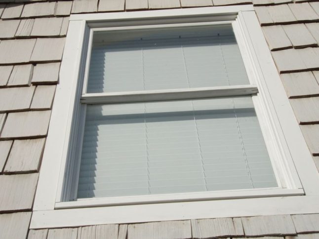 White double-hung window