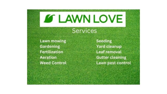 Graphic displaying services offered by Lawn Love