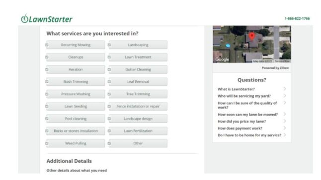 Screenshot showing how LawnStarter works