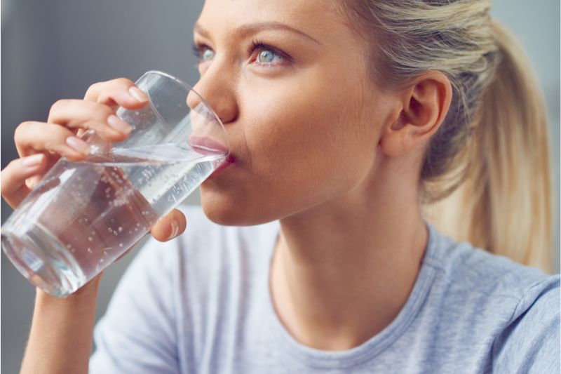 woman drinking water