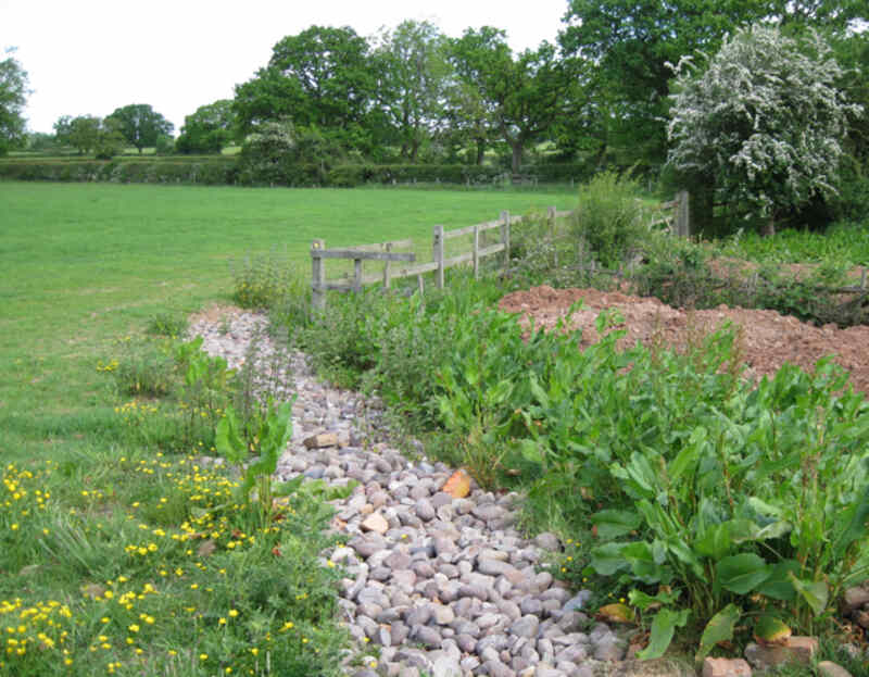Picture of french drain of Bunter pebbles