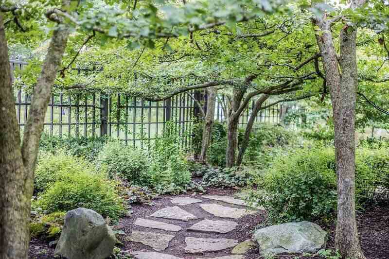 Natural Stone Stepping walkway aroud the bushes 