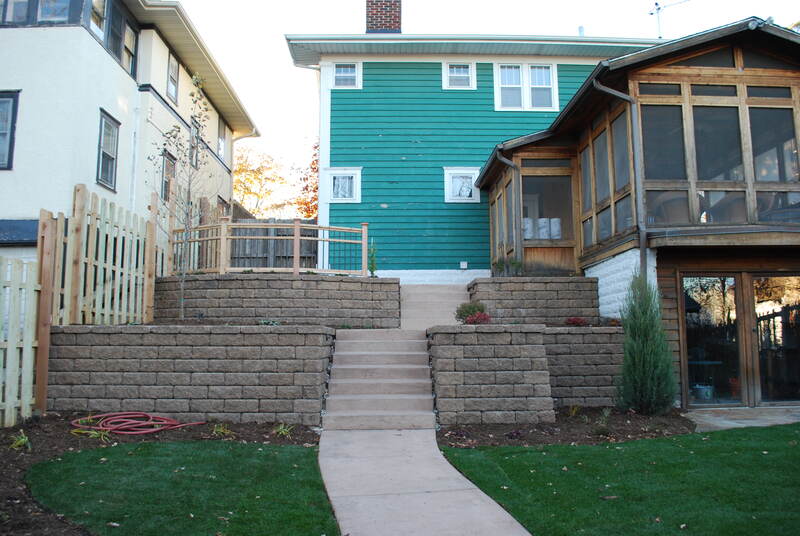 A retaining wall built on a slope