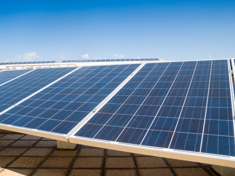 Solar panel installed on a top of a roof