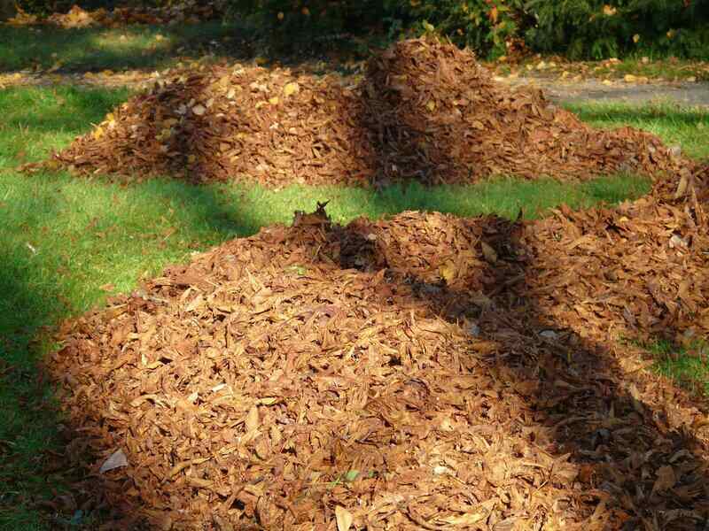 Brown mulch ready to be installed in lawn