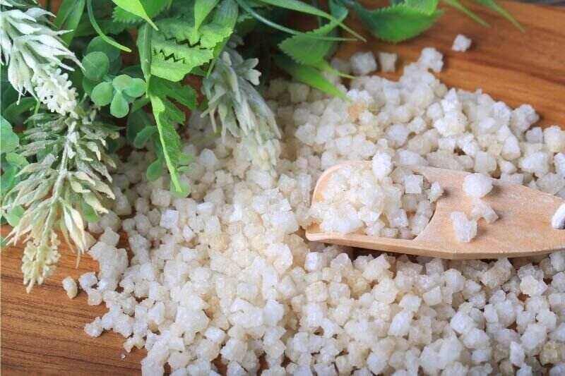 epsom salt on wooden board