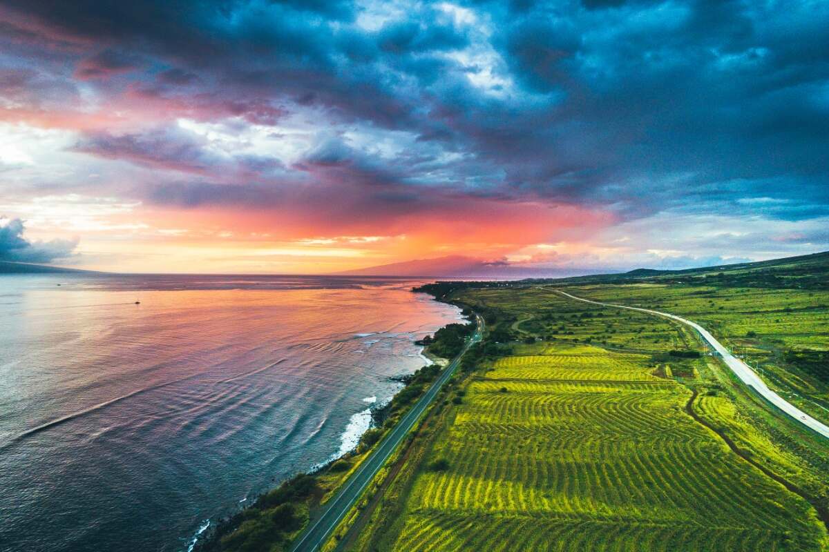 Aerial view of Maui, Hawaii coastline