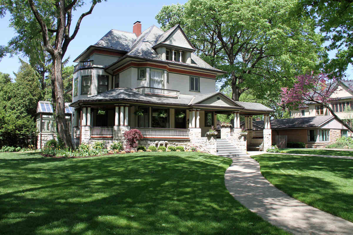 lawn in front of a house in illinois