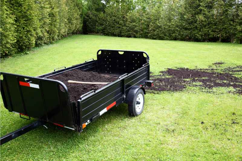 Topdressing lawn with soil