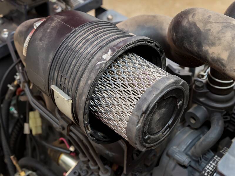 air filter on diesel lawn mower tractor engine
