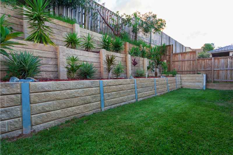 short retaining wall in a yard