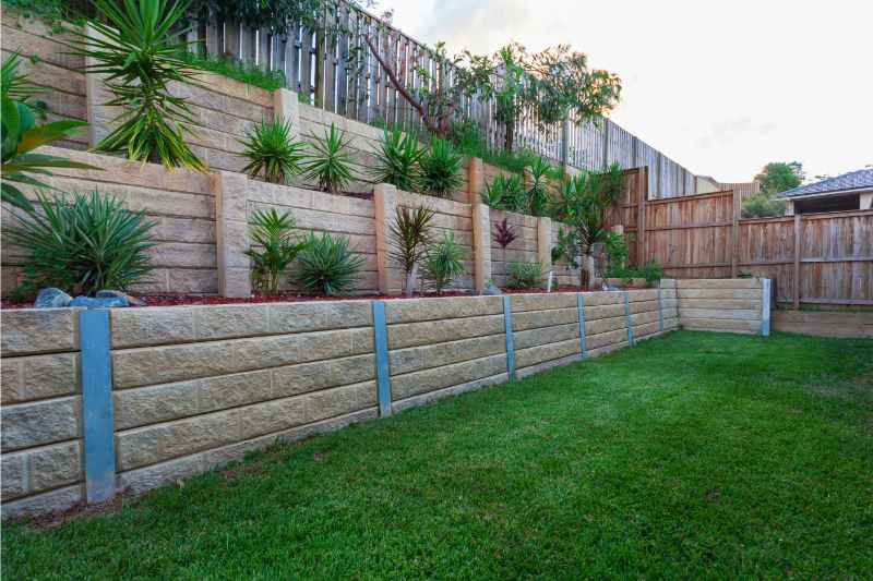 short retaining wall in a yard