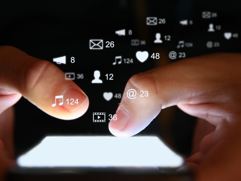 using social media on a smart phone