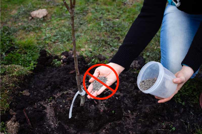 using fertilizer with a prohibit sign over it