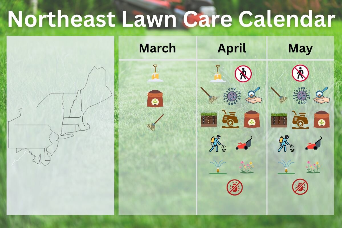 Northeast Lawn Care Calendar with icons