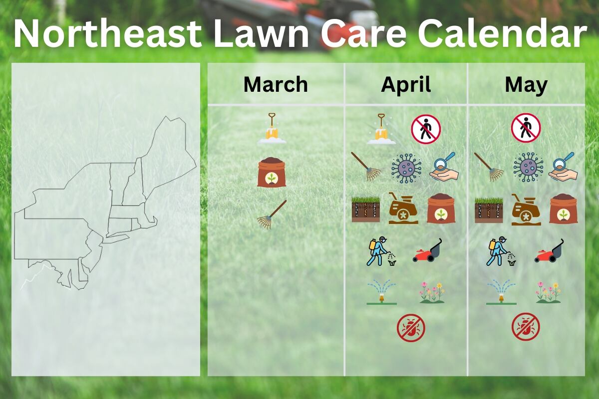 Northeast Lawn Care Calendar with icons