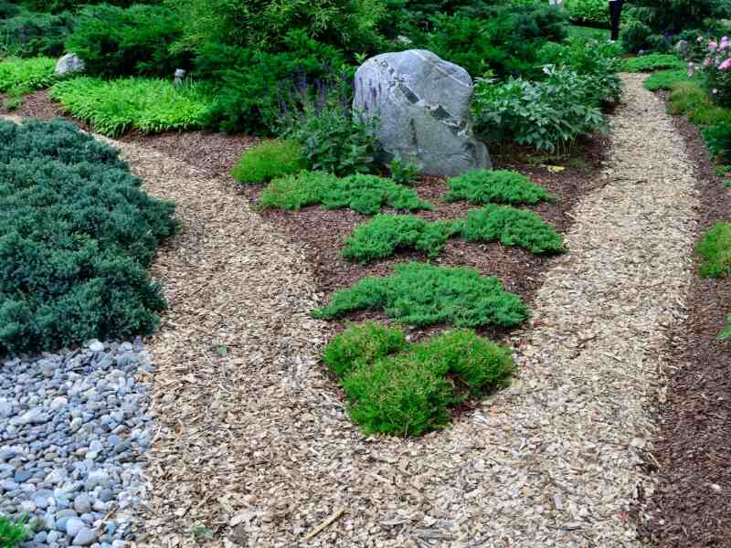garden path made from different types of mulch