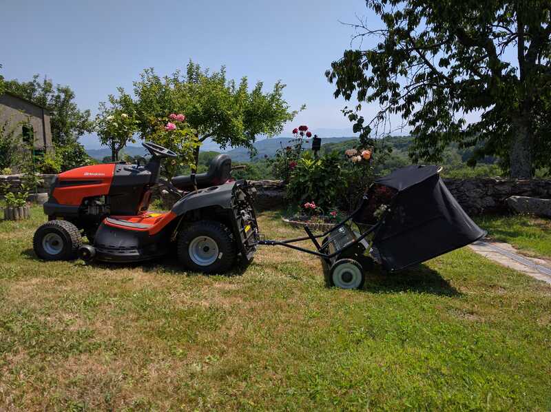 tractor lawn mower in a yard