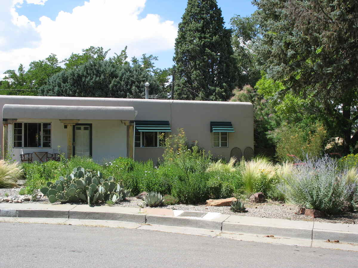 xeriscaping of a yard in front of a house