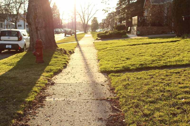 sidewalk with non-functional turf