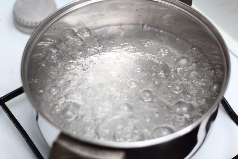 Boiling water in a pot