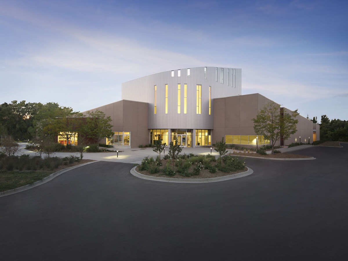 The Fort Collins Museum of Discovery Building with xeriscaping around it