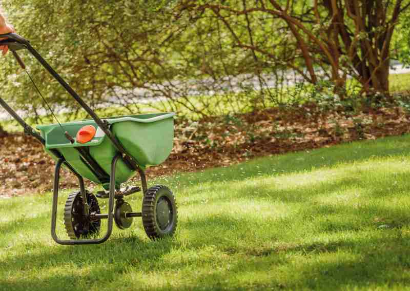 Spreader on lawn