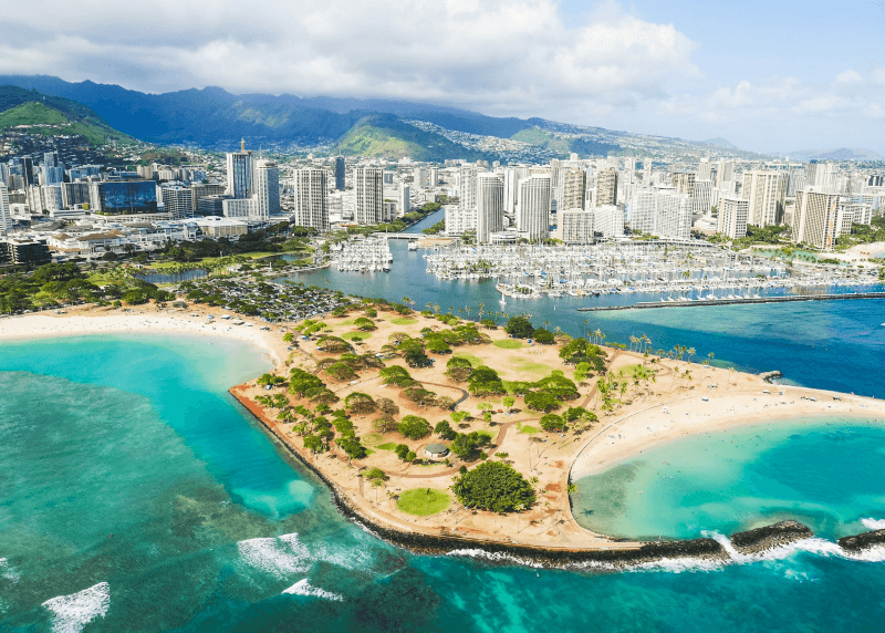 Overlooking the beautiful scenery of Honolulu Hawaii
