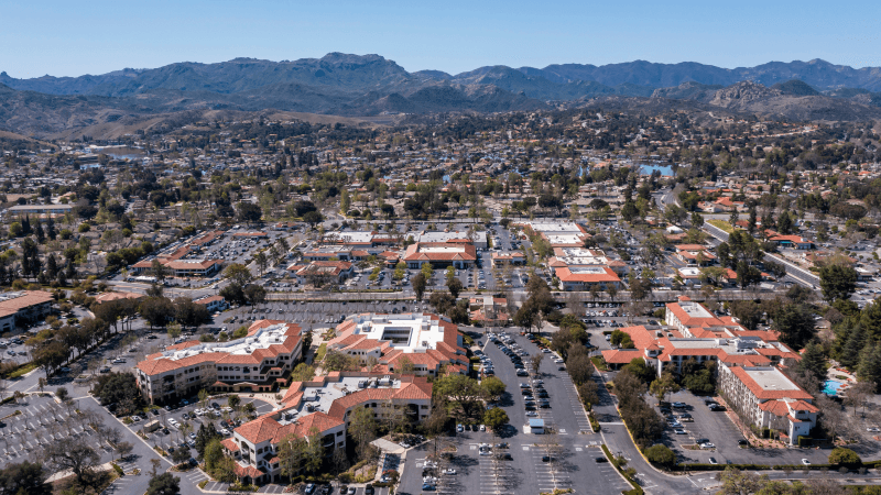 Aerial view of downtown Thousand Oaks, California