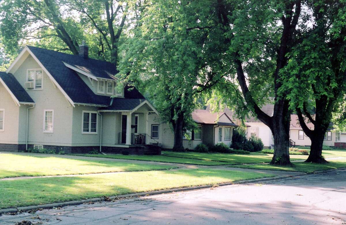 Lawns in front of homes in Sioux Center, Iowa
