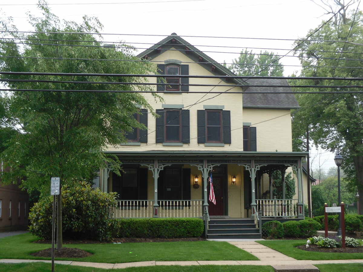 lawn in front of a house in Chatham, New Jersey