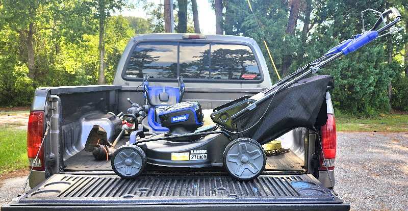 Wild Badger Power Battery Mower on a Truck