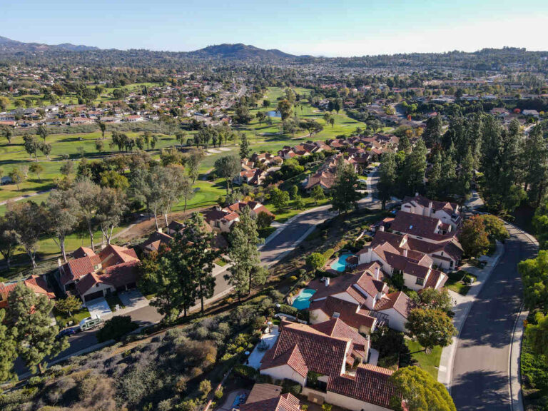 Aerial view of a neighborhood in Rancho Bernardo, California