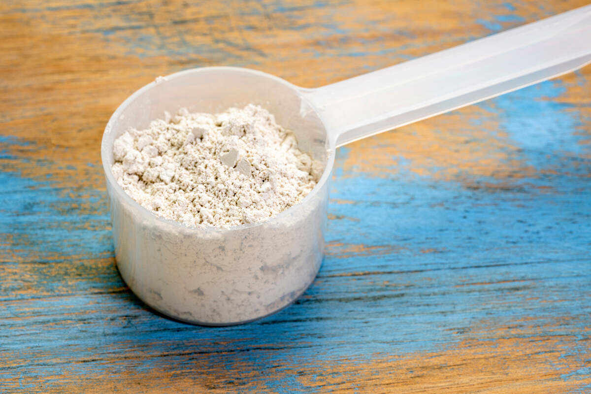 Diatomaceous Earth in a plastic spoon