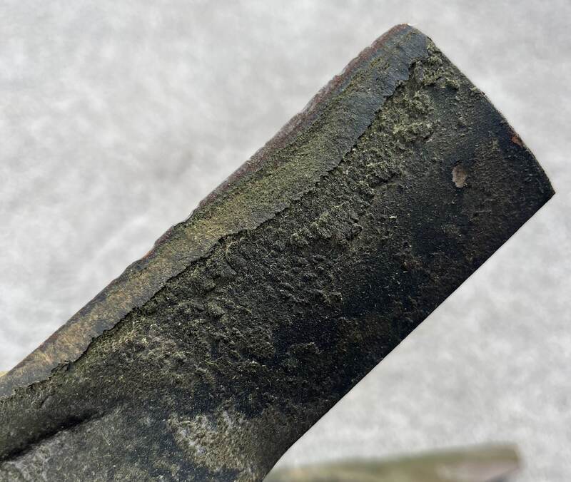 closeup photo of a mower blade