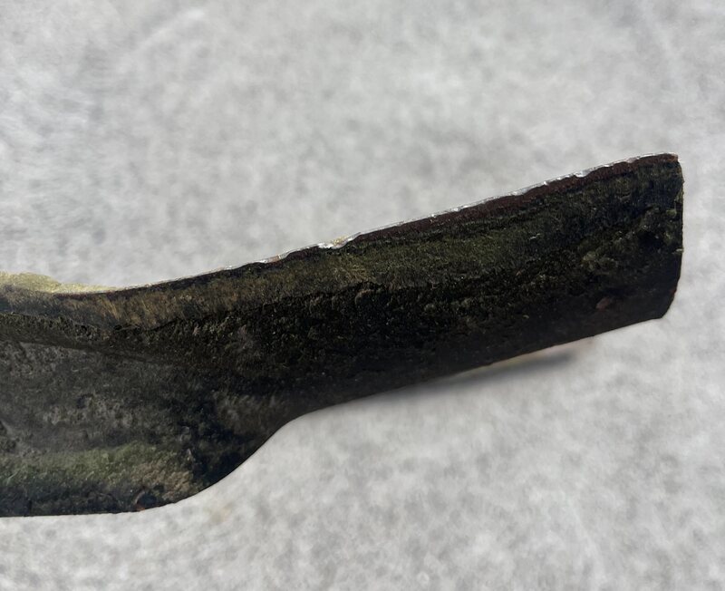 closeup photo of a mower blade