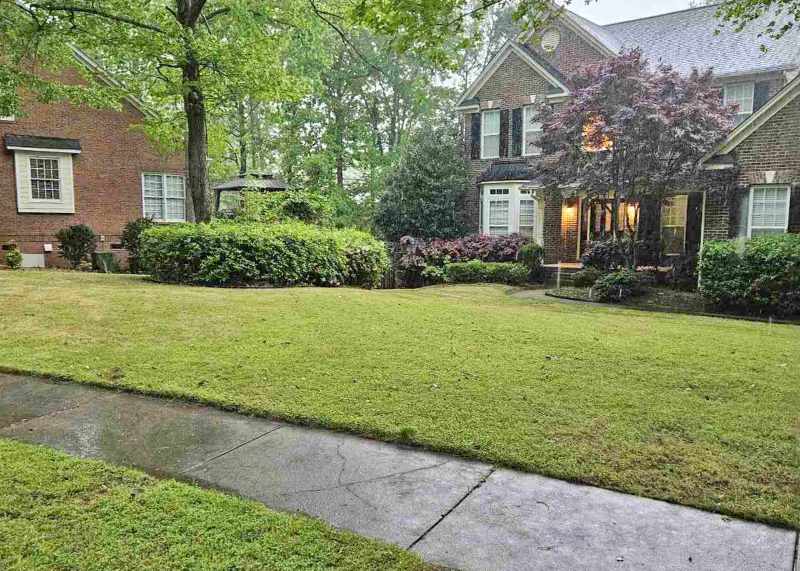 Well-maintained lawn with neatly mowed grass in front of a house in Charlotte, N.C.