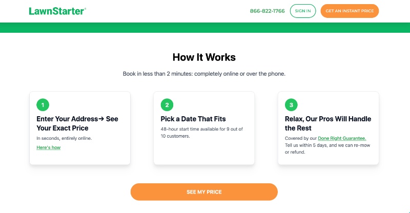 LawnStarter - how it works page