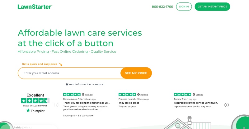 LawnStarter signup homepage