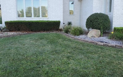 Photo of Laura H.'s yard after getting landscaping in Trafalgar, IN